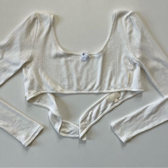 MY MUM MADE IT Pointelle Tie Long Sleeve Crop M-L - Picture 7 of 8